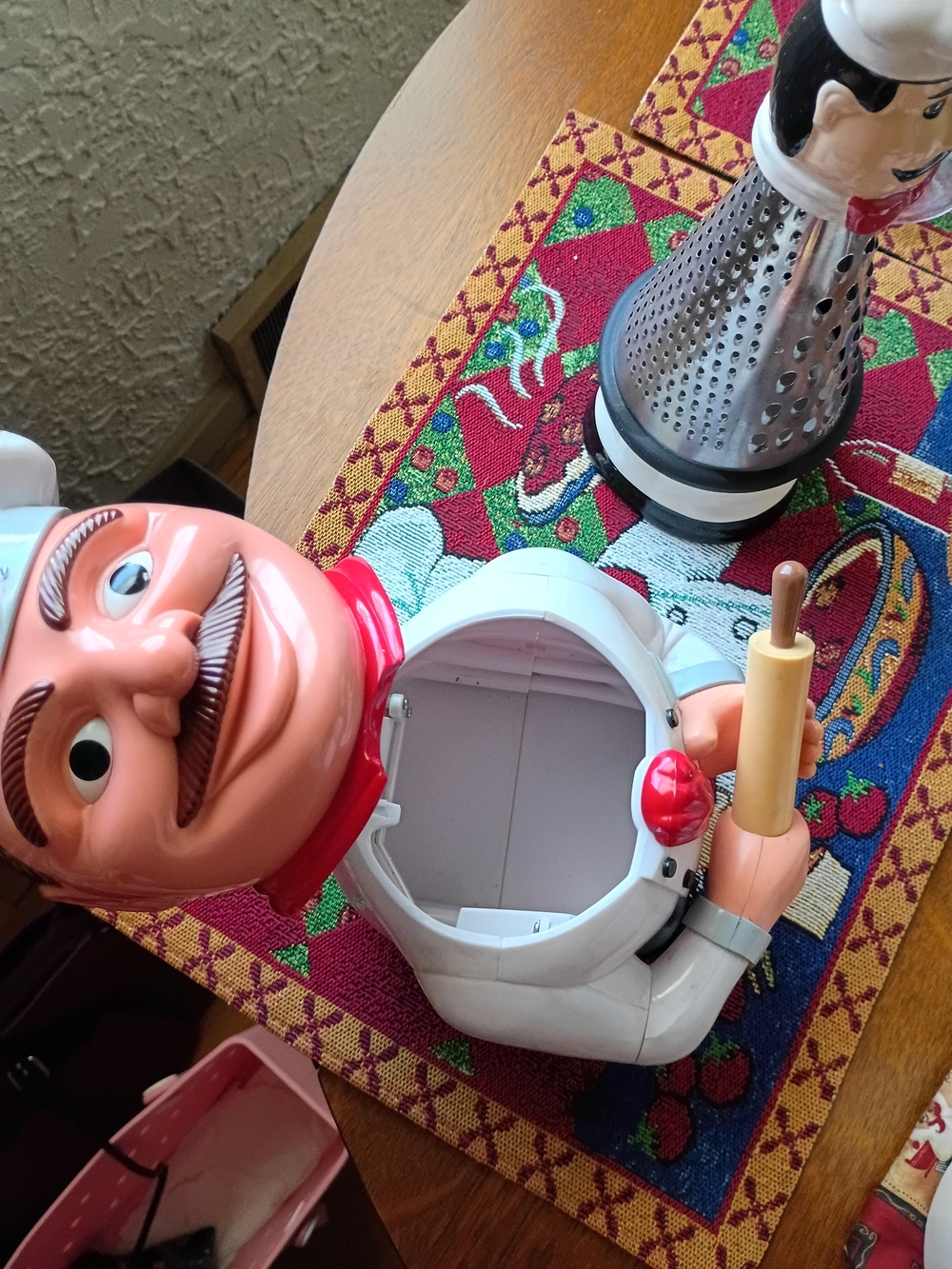 Chef-Themed Red and White Ceramic Canister Set with Matching Kitchen Accessories - Picture 6 of 11
